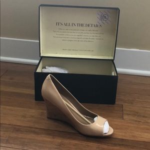 Ann Taylor Callie Cork Peeptoe Wedge. 7